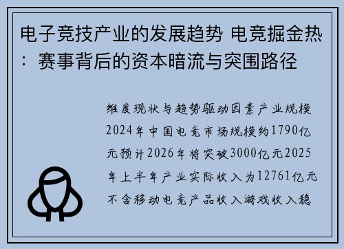 电子竞技产业的发展趋势 电竞掘金热：赛事背后的资本暗流与突围路径